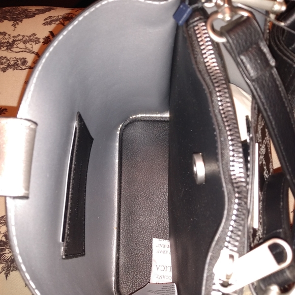 French Connection Adiana Monogram bucket shoulder bag camilla studs wall… - Picture 5 of 16